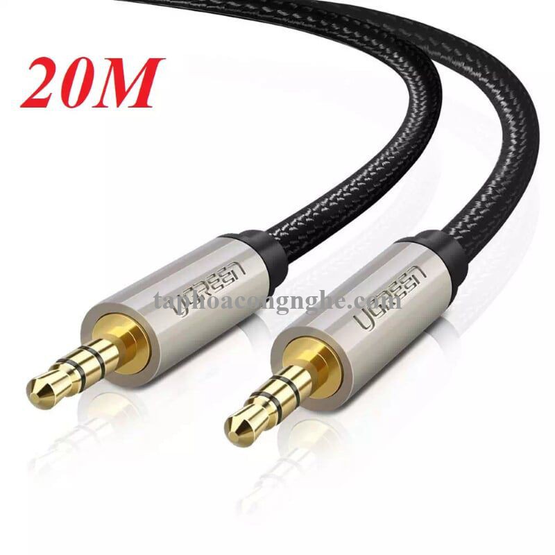 Ugreen 40788 20M màu Đen Cáp âm thanh 2 đầu 3.5mm dương đầu bọc kim loại cao cấp AV125 30040788